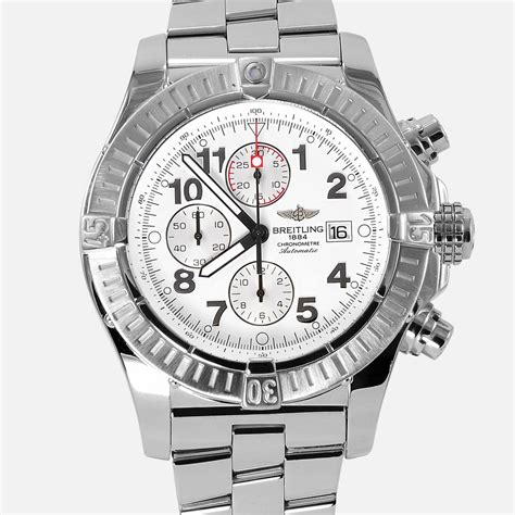 breitling super avenger a1337011 white dial leathr bnd|Super Avenger Chronograph 48 .